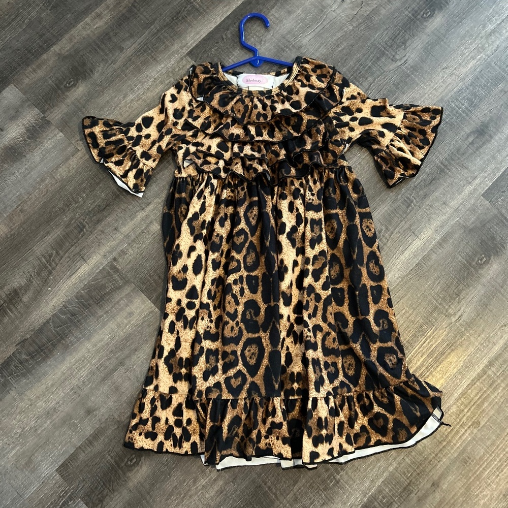 Sweet modesty Long sleeve ruffle toddler botique dress